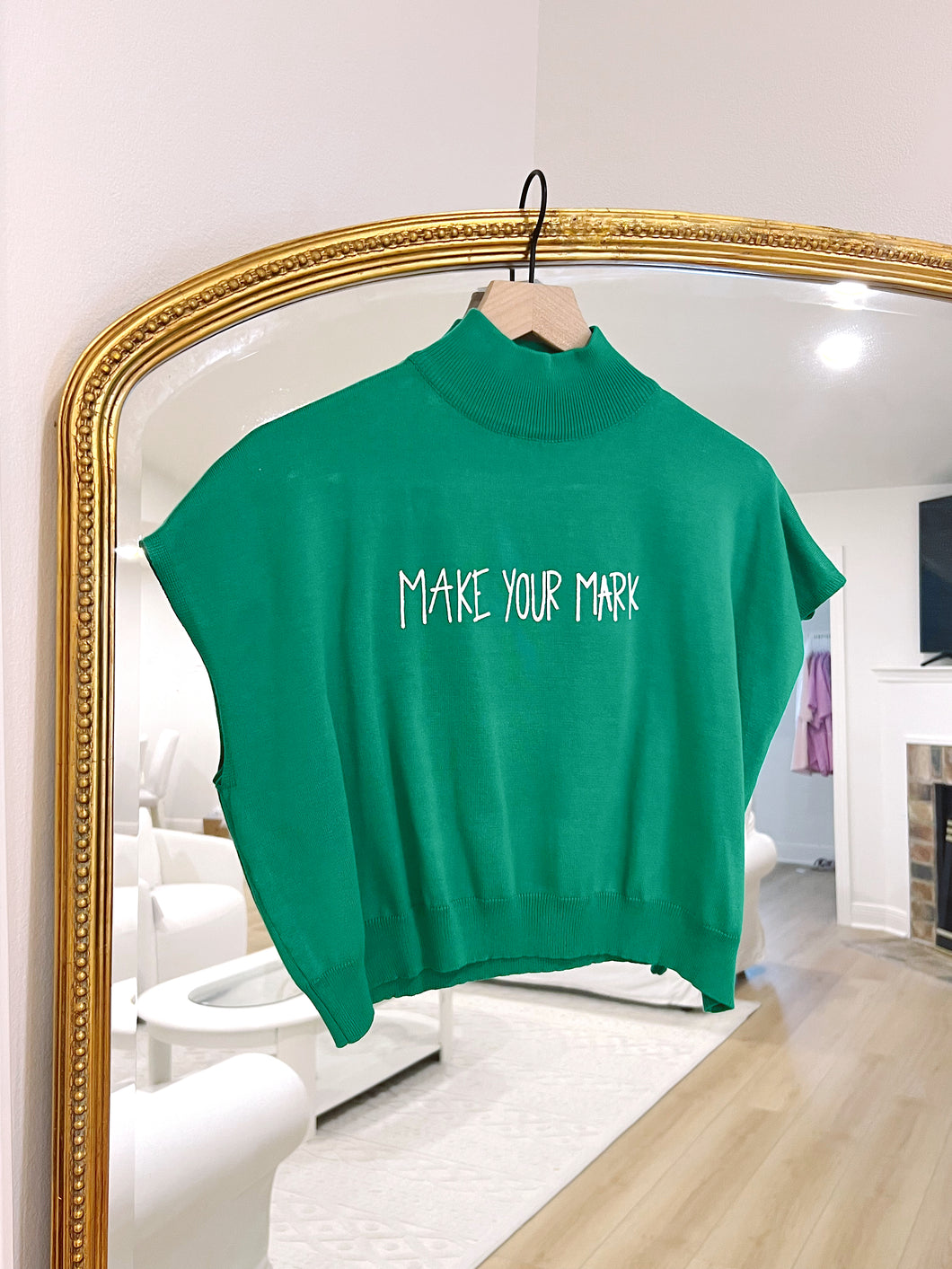 Cropped Mock Neck Sweater “Make Your Mark