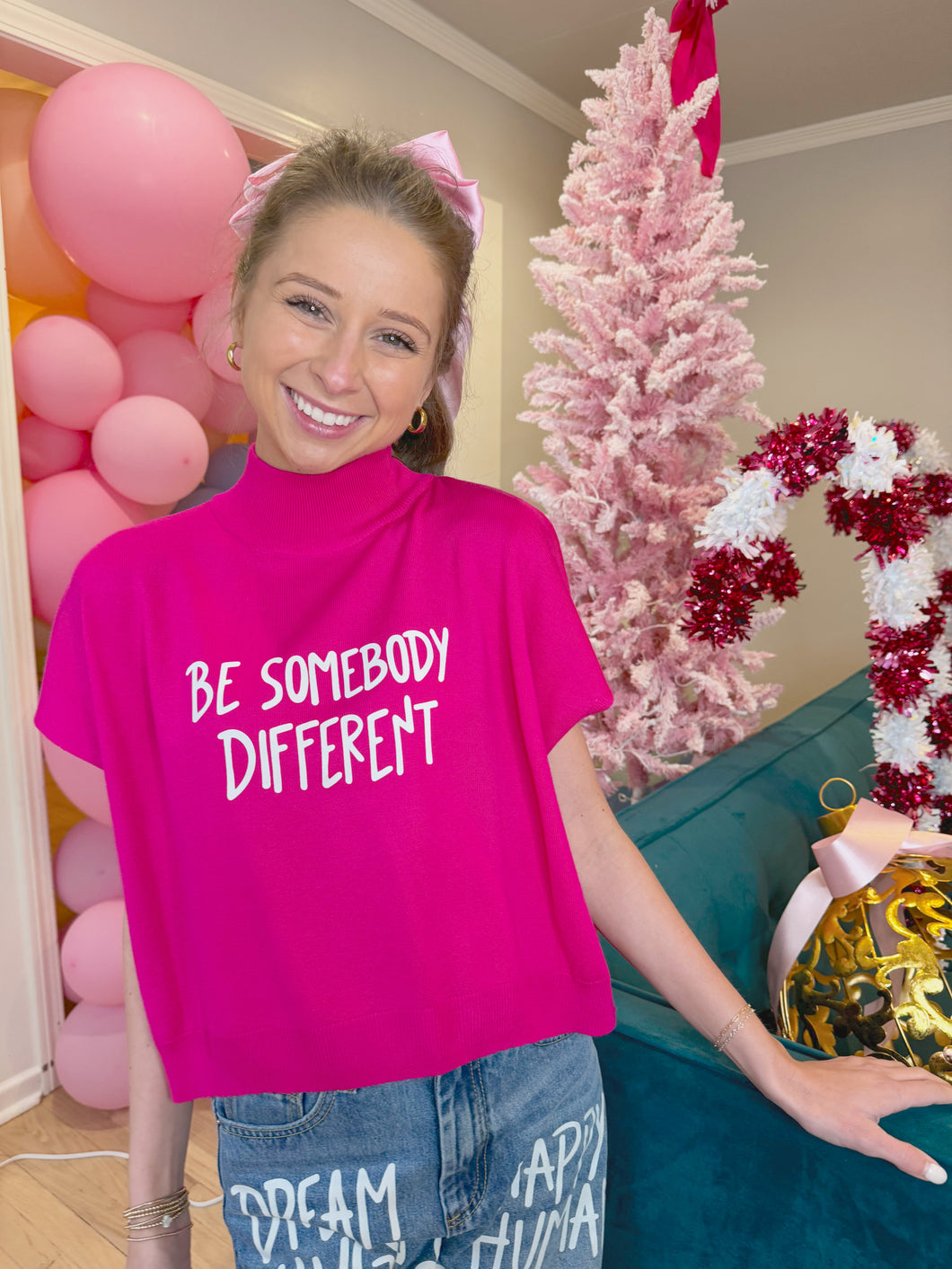 Cropped Mock Neck Sweater “Be Somebody Different