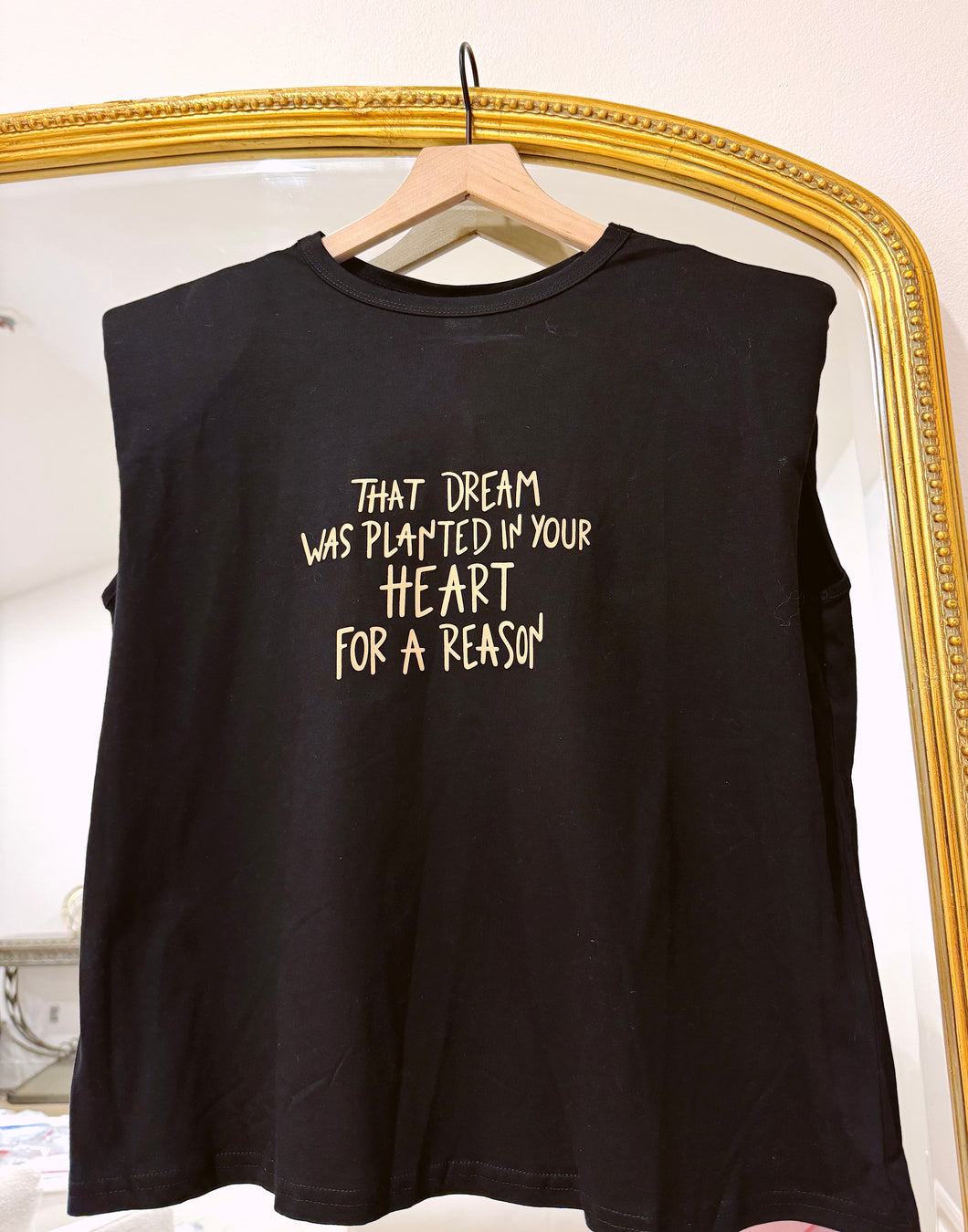 Black Shoulder Pad Dream In Your Heart Shirt