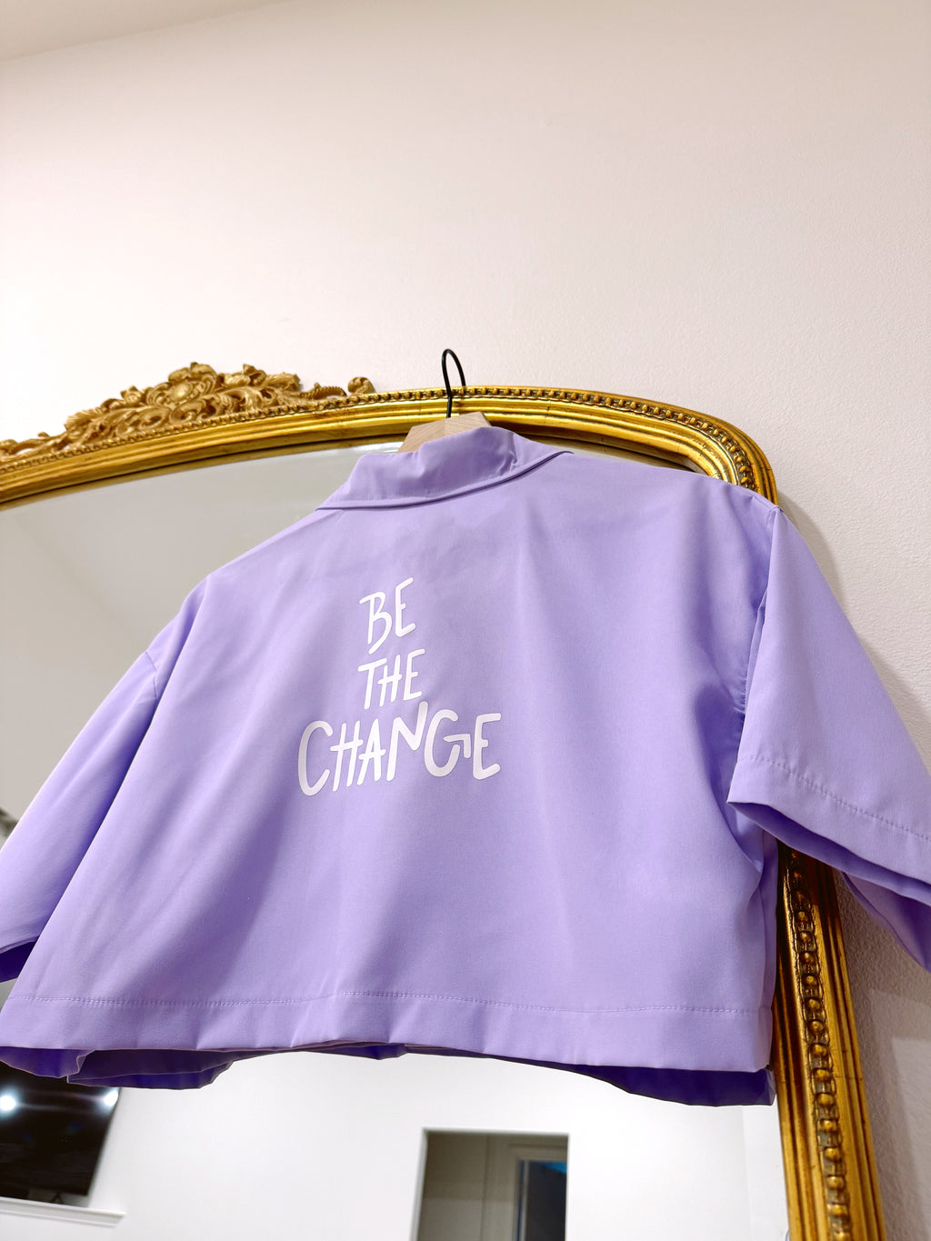 "Be the Change" Cropped Button Up
