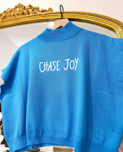 Load image into Gallery viewer, Cropped Mock Neck Sweater “Chase Joy&quot;- Cobalt
