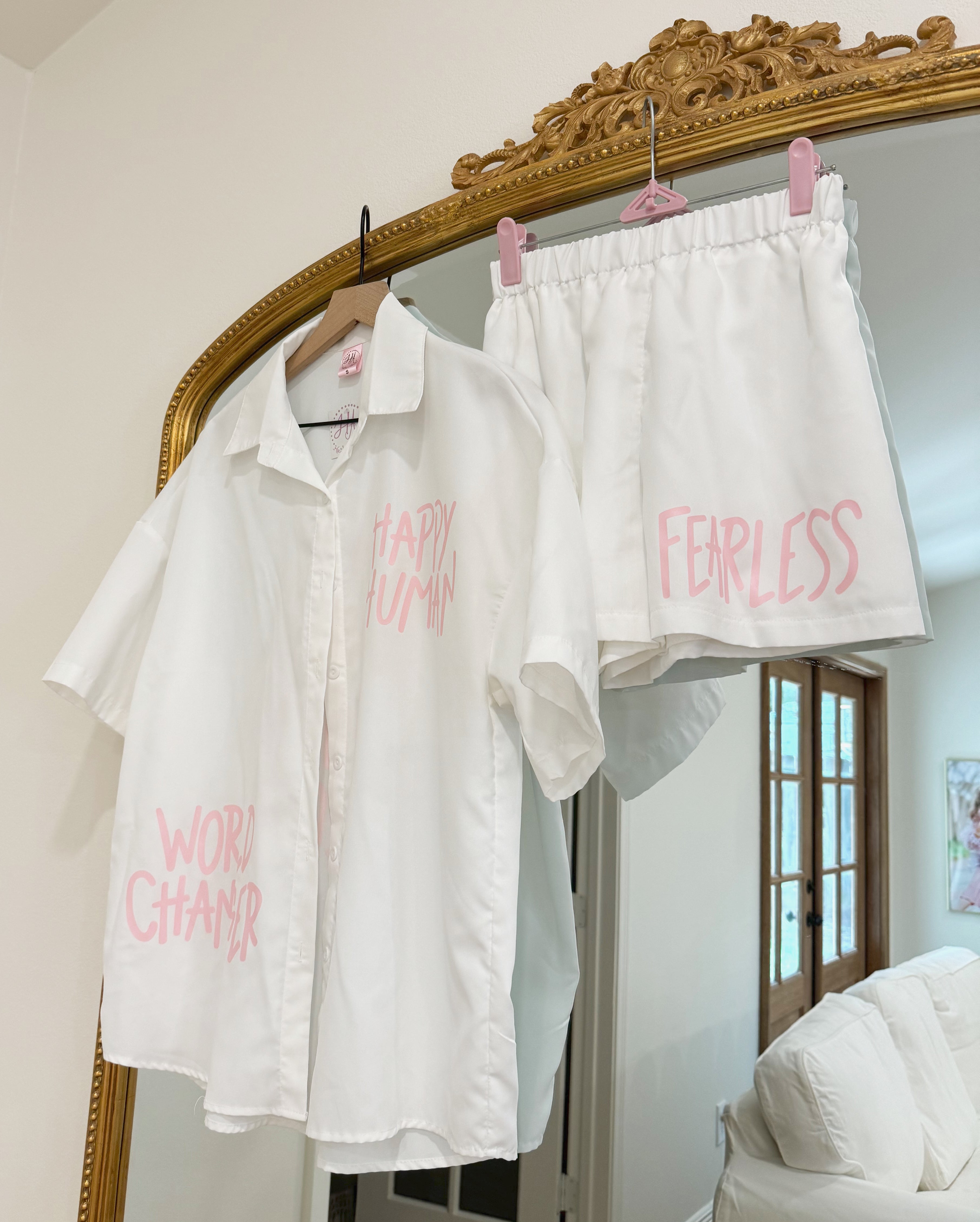 Be A Voice Not An Echo White Shorts Set