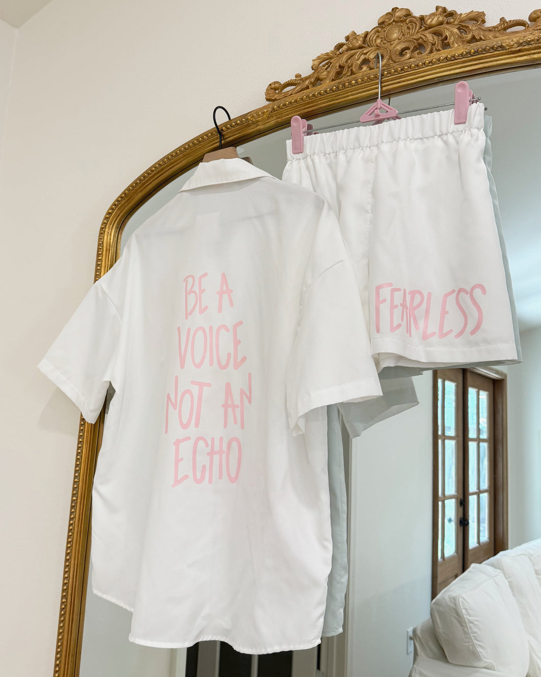 Be A Voice Not An Echo White Shorts Set