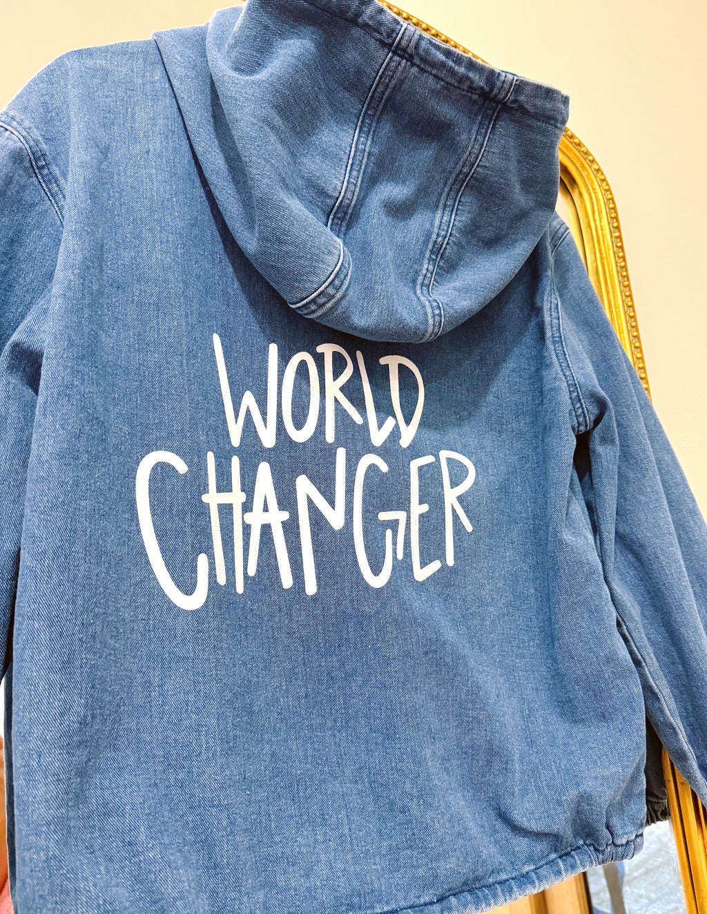 "World Changer" Denim Hoodie