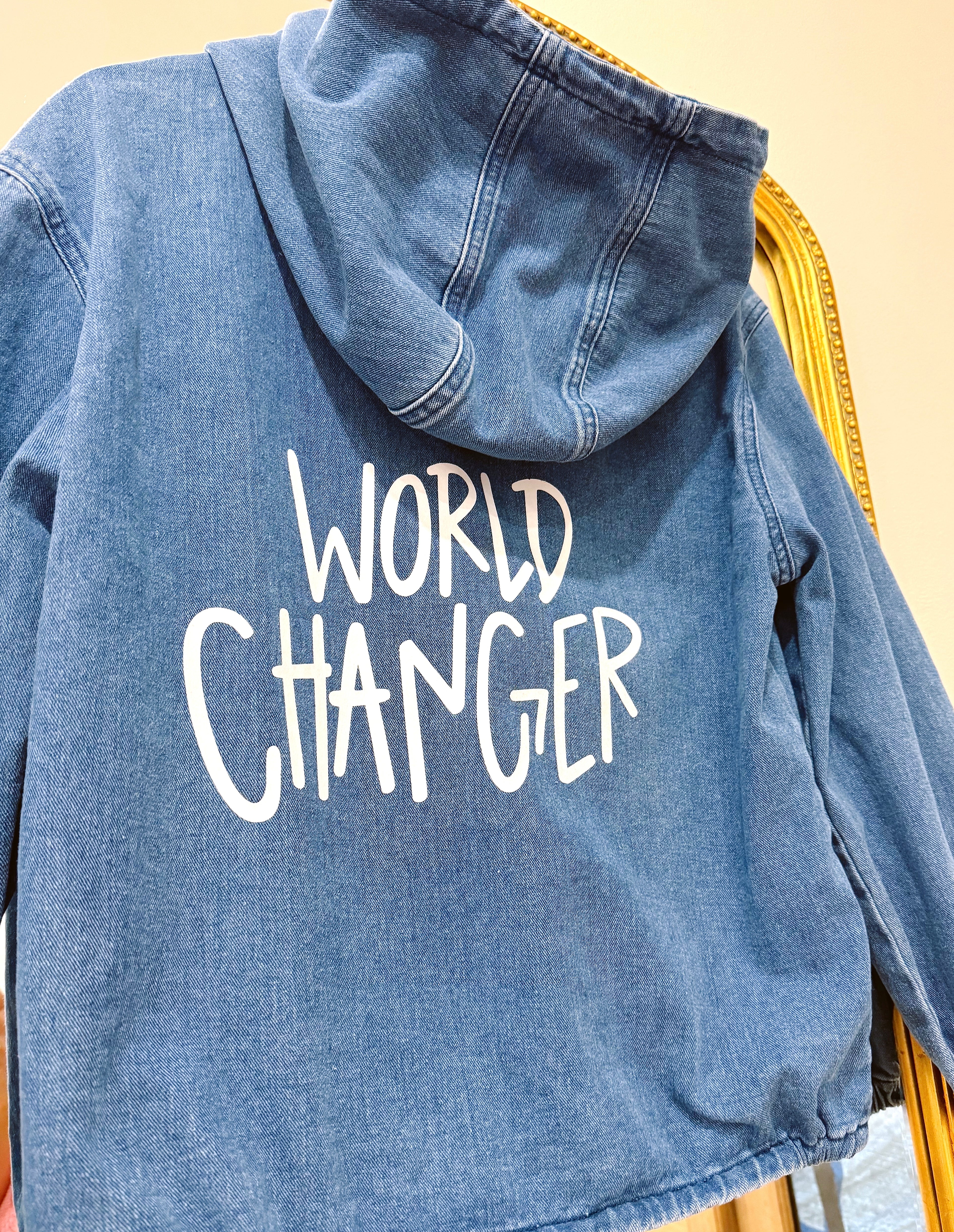 "World Changer" Denim Hoodie