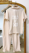 Load image into Gallery viewer, Cream “Child Of God” 2 Piece Ruffle PJ’s
