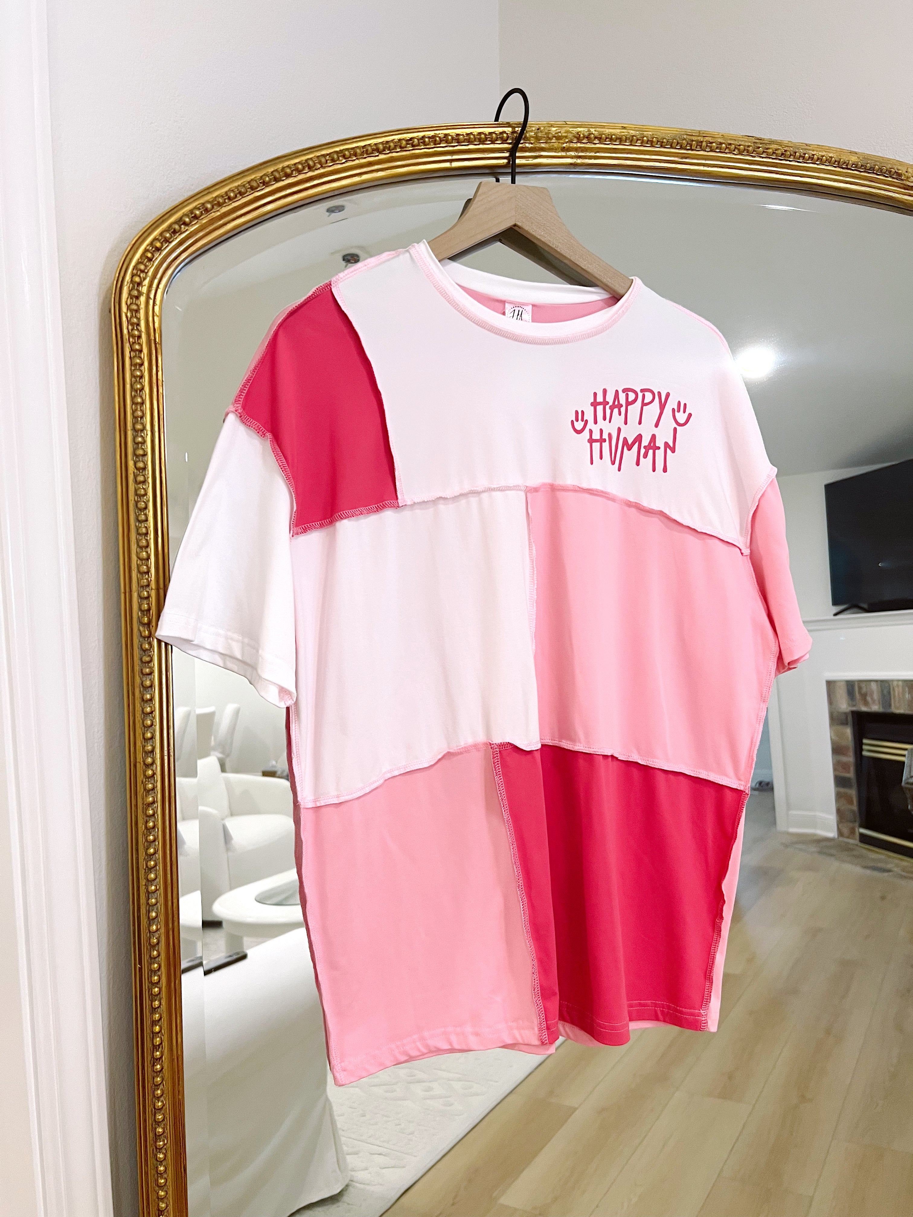 "Happy Human" Colorblock Tee