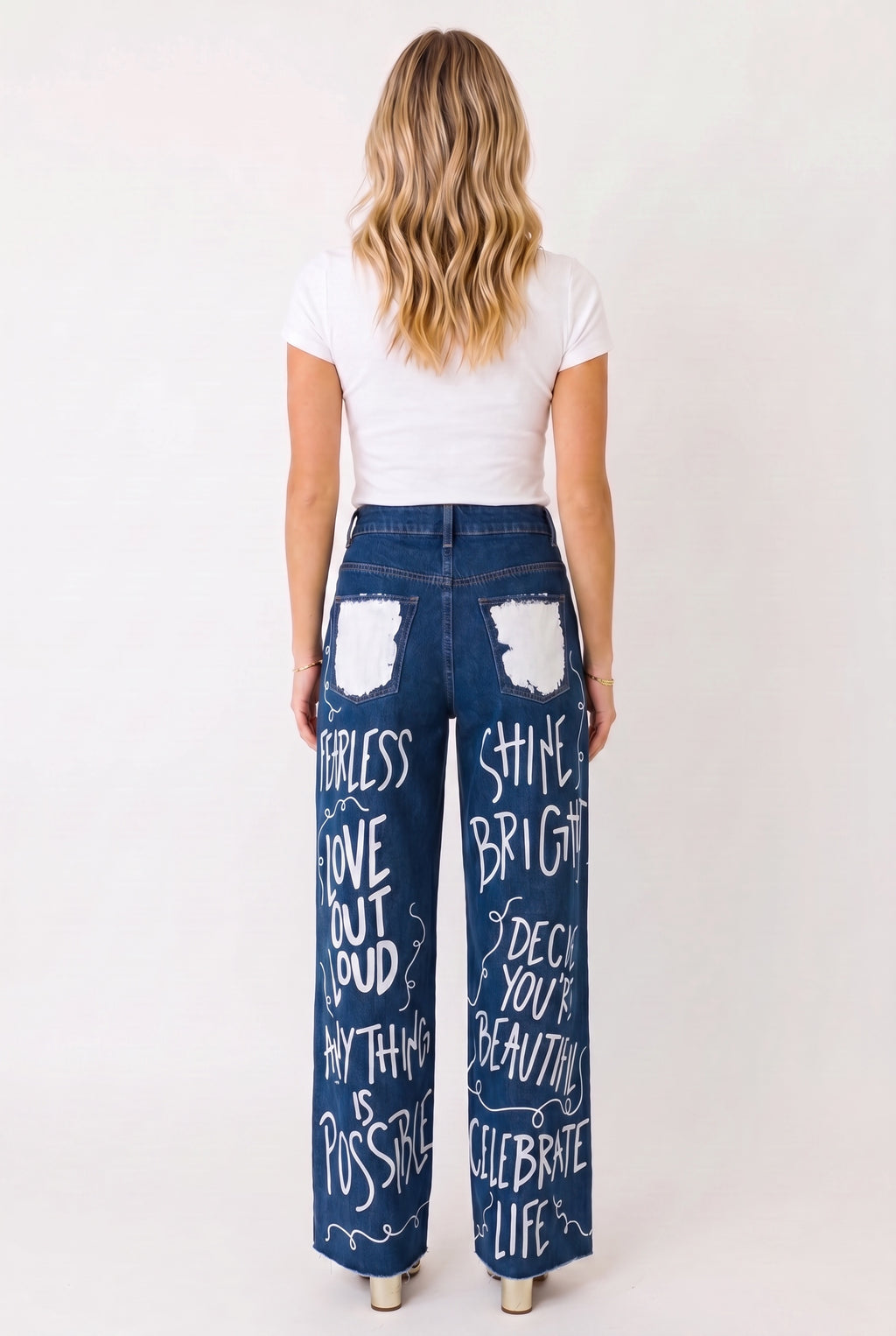 Original Positive Pants | High Rise Straight Leg Statement Jeans