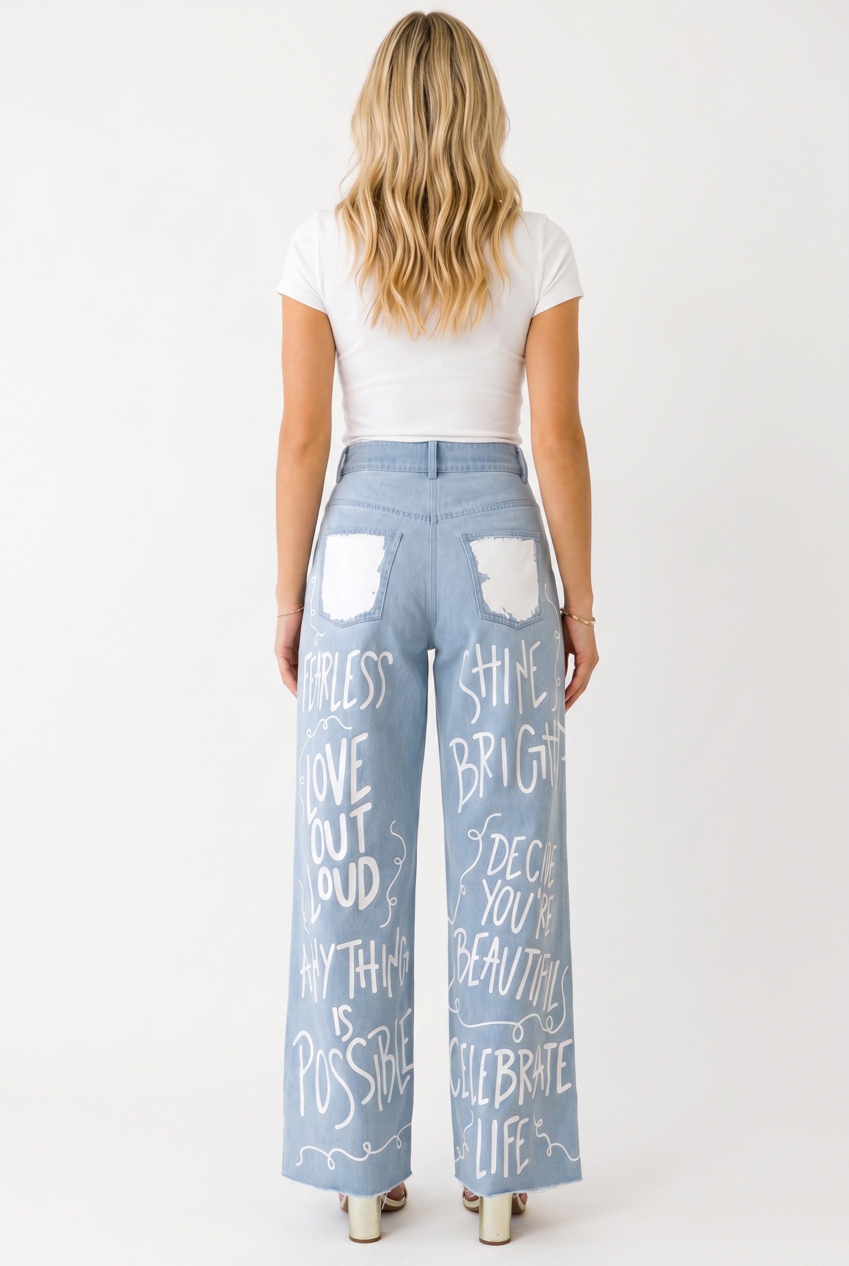 Original Positive Pants | High Rise Straight Leg Statement Jeans