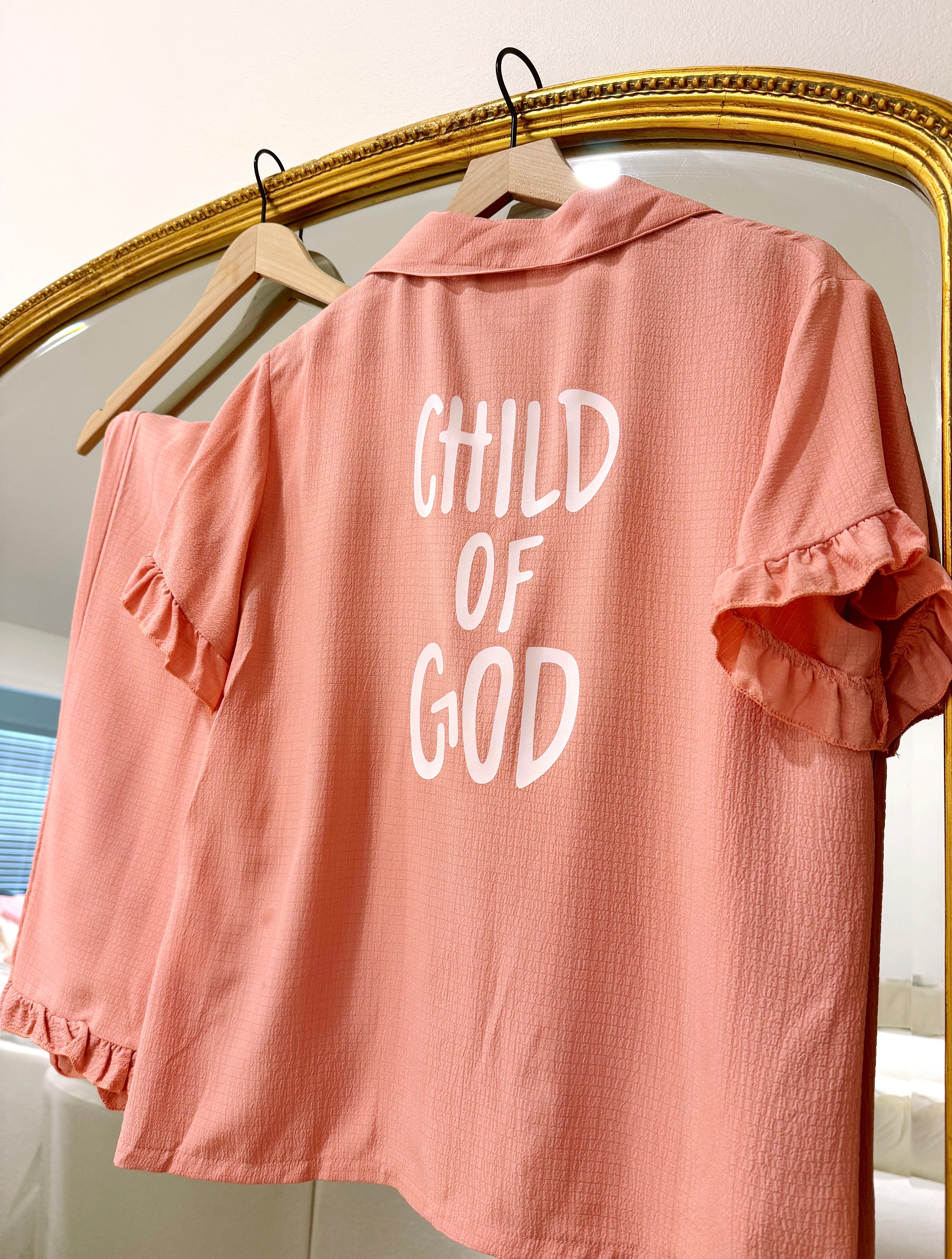Blush “Child Of God” 2 Piece Ruffle PJ’s