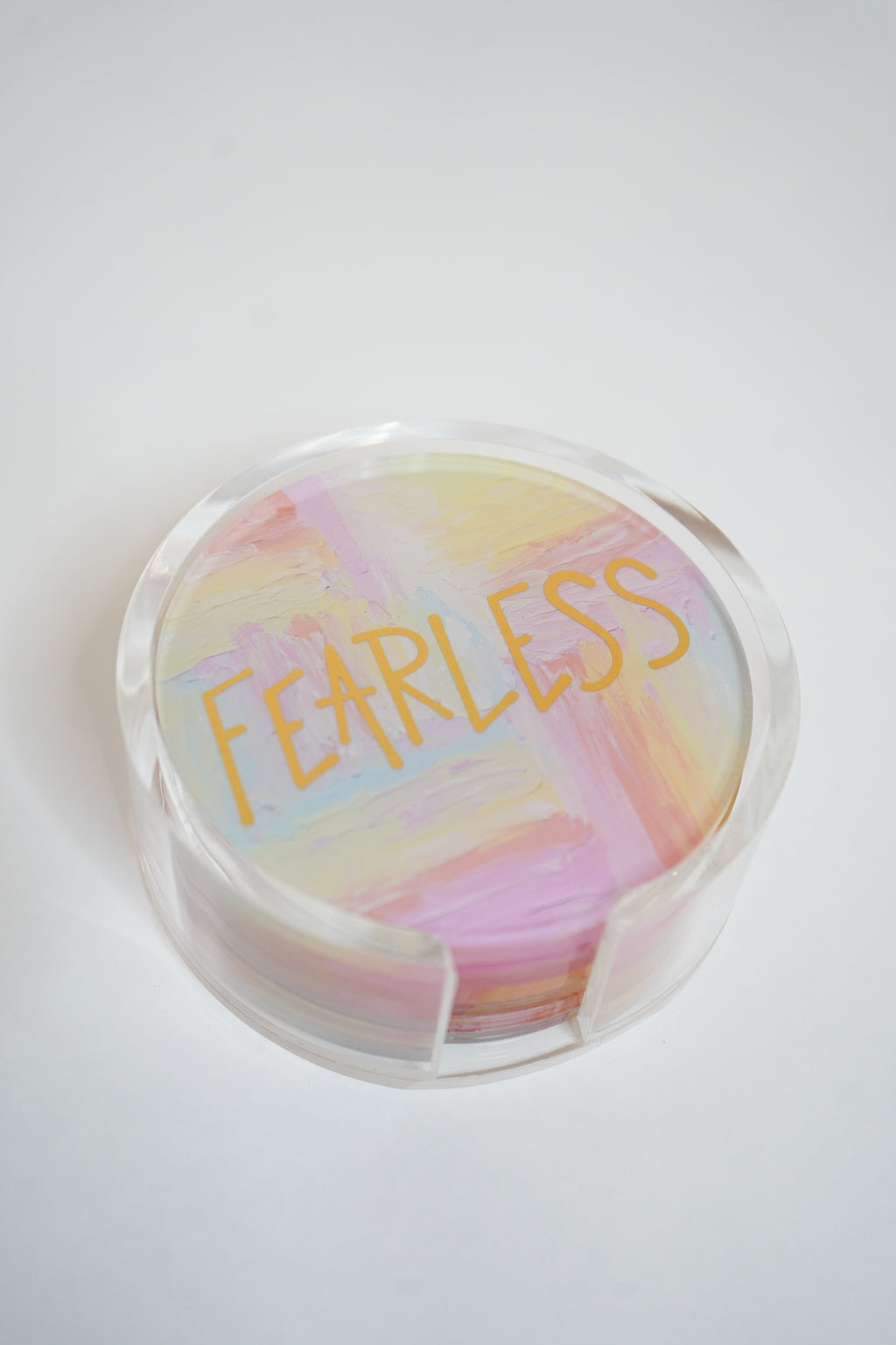 Gold WS Set of 4 Fearless Coaster- Joy in Motion Print