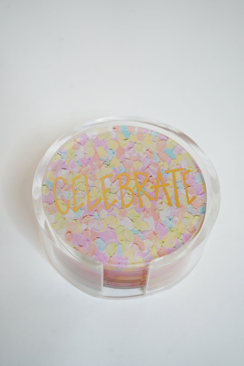 WS Set of 4 Celebrate Coaster- Confetti Print