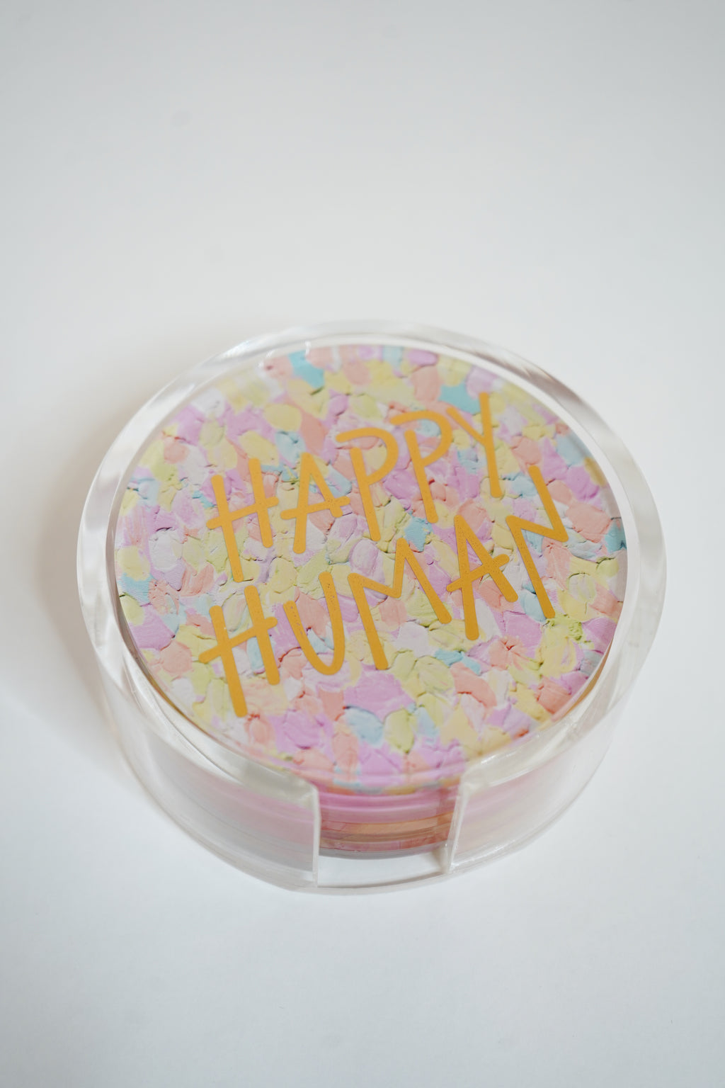 Gold WS Set of 4 Happy Human Coaster- Confetti Print