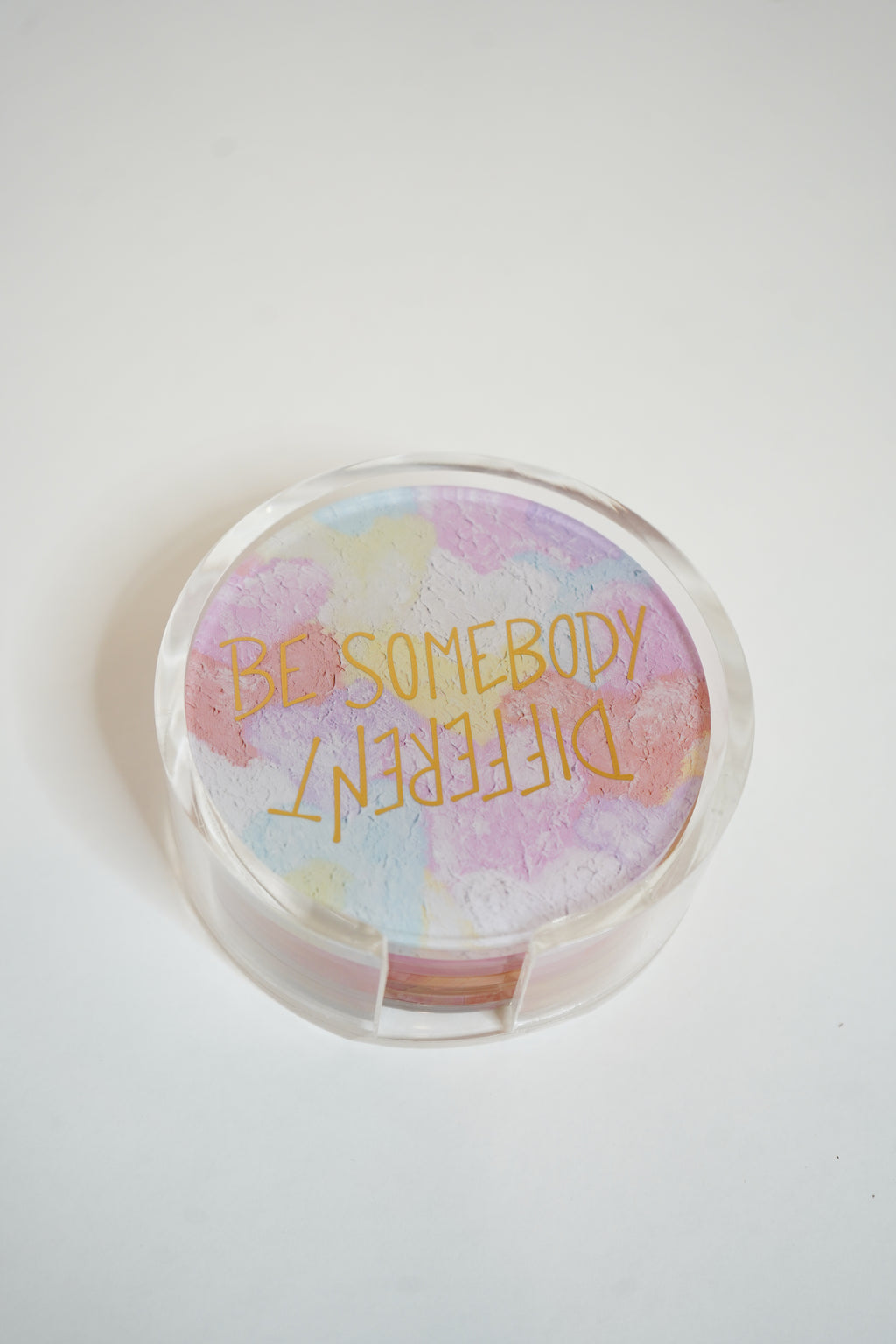 Gold WS Set of 4 Be Somebody Different Coaster- Heart of Love Print