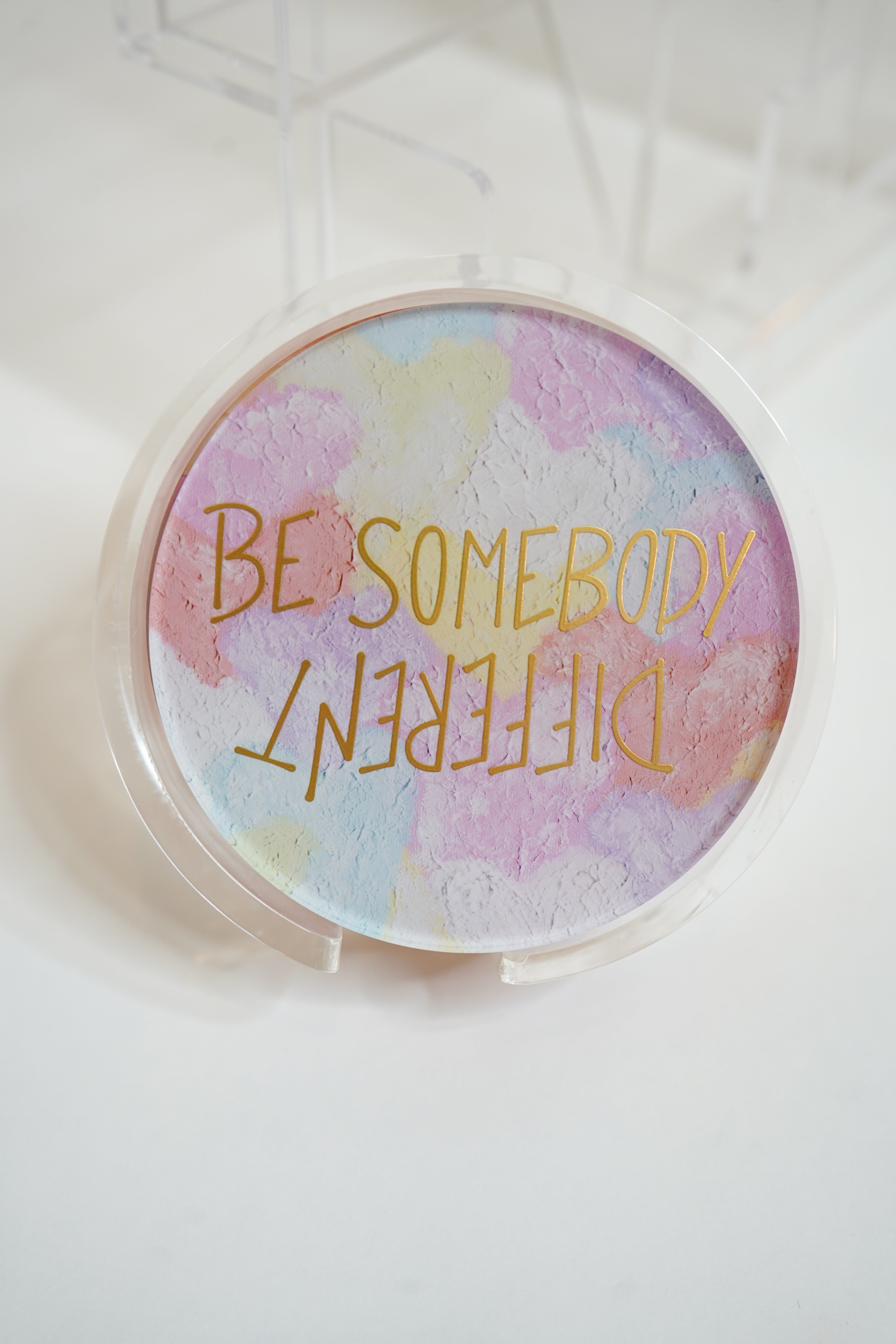 Gold WS Set of 4 Be Somebody Different Coaster- Heart of Love Print