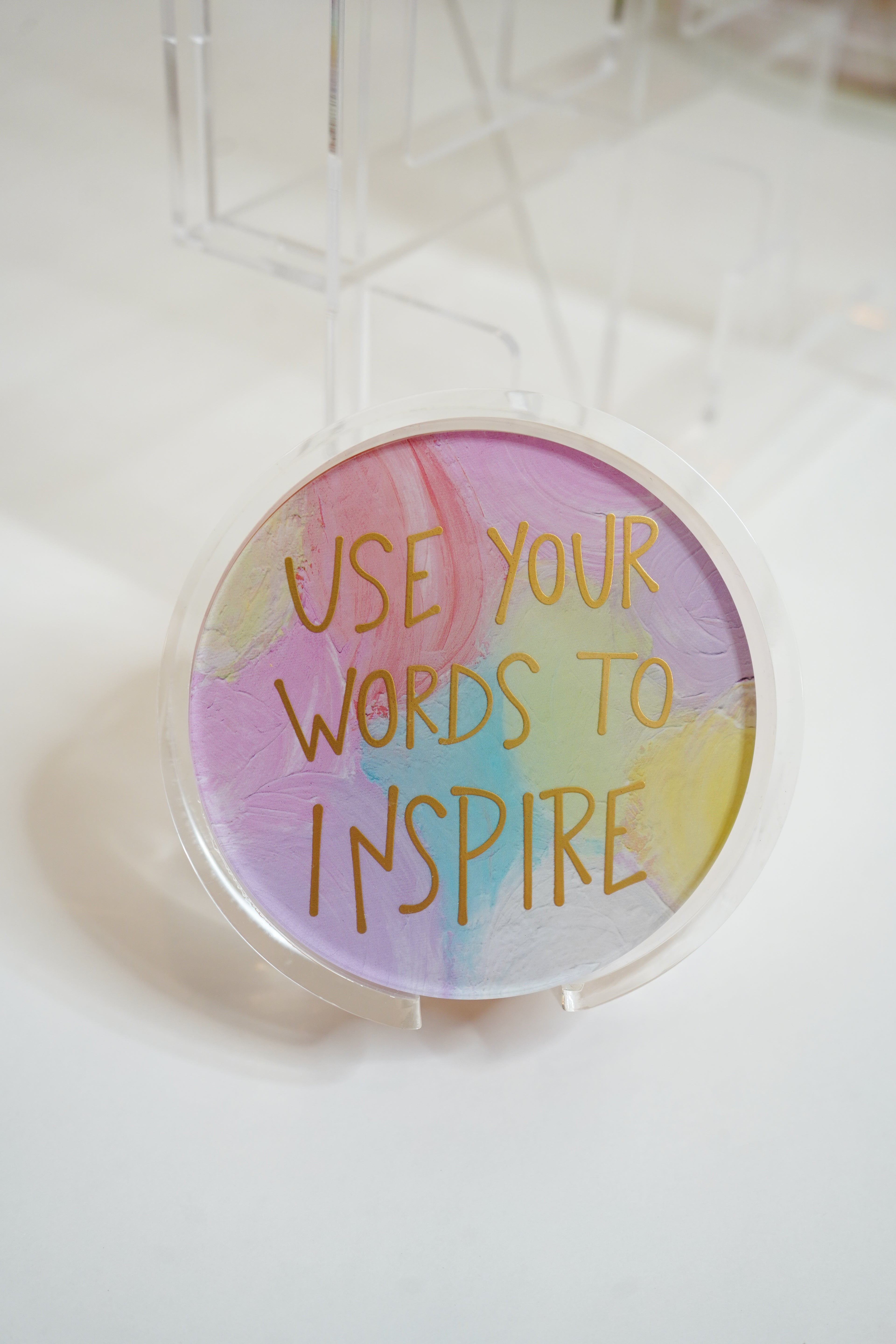 Gold WS Set of 4 Use Your Words to Inspire Coaster- Daydreaming Dots Print