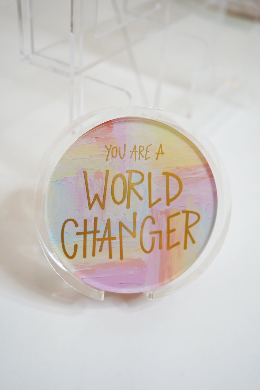 Gold WS World Changer Coaster- Daydreaming Dots Print