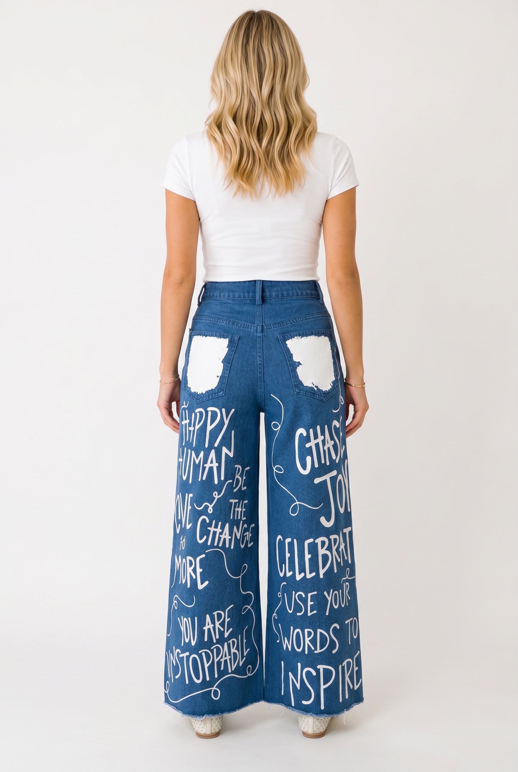 Fearless Positive Pants | Cropped Wide Leg Statement Jeans
