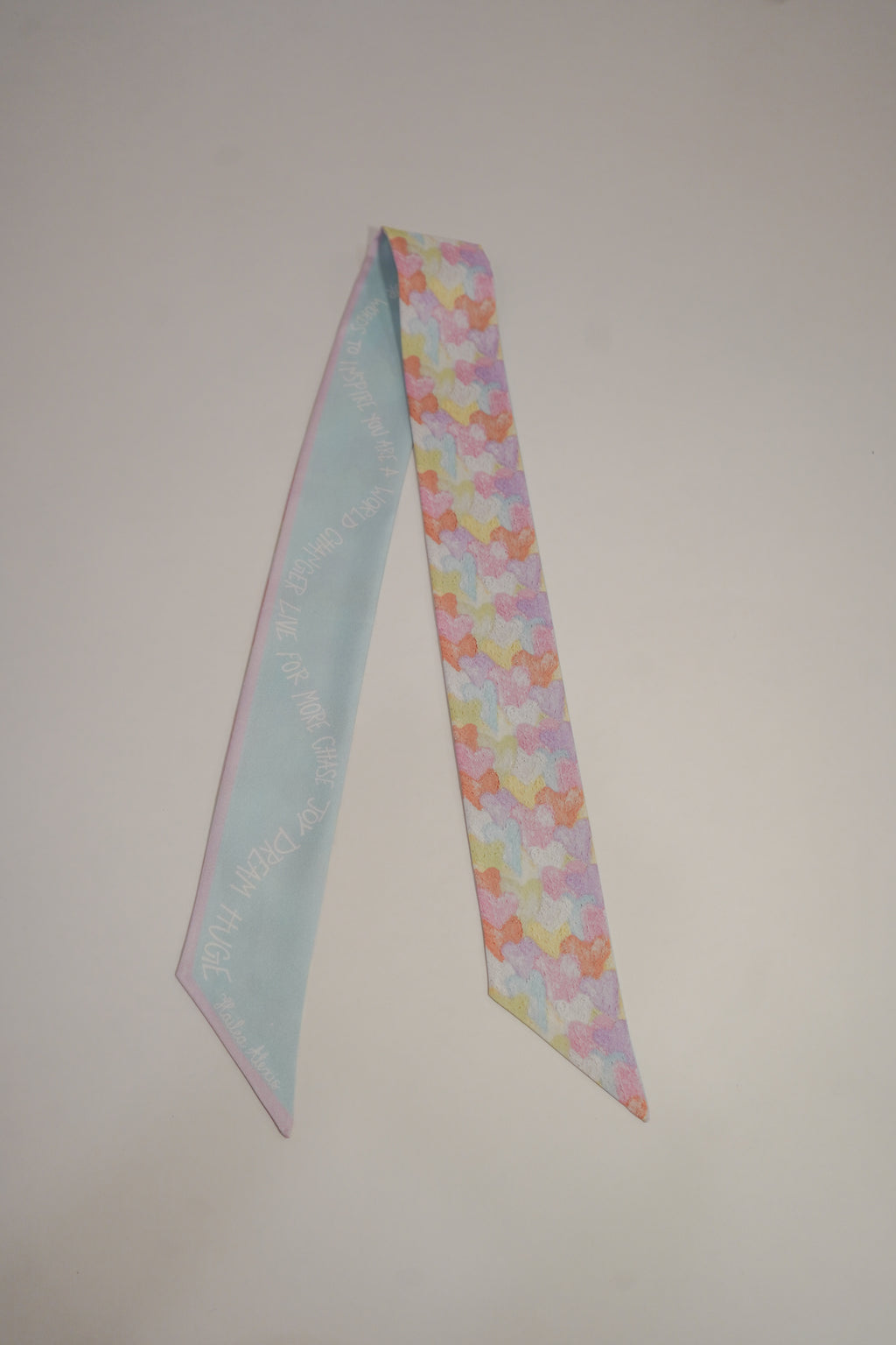 100% Silk Twilly Scarf- Heart of Love