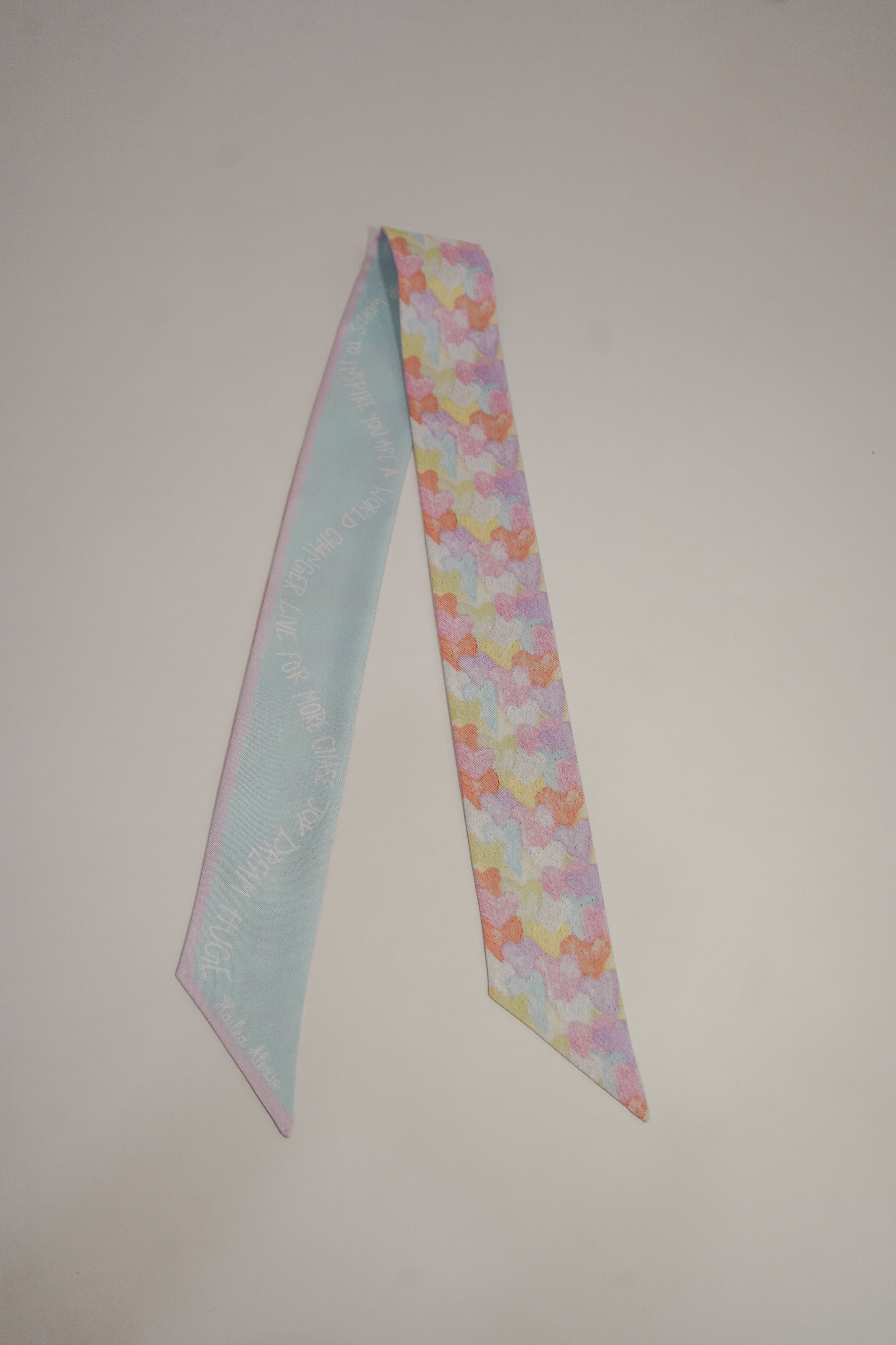 100% Silk Twilly Scarf- Heart of Love