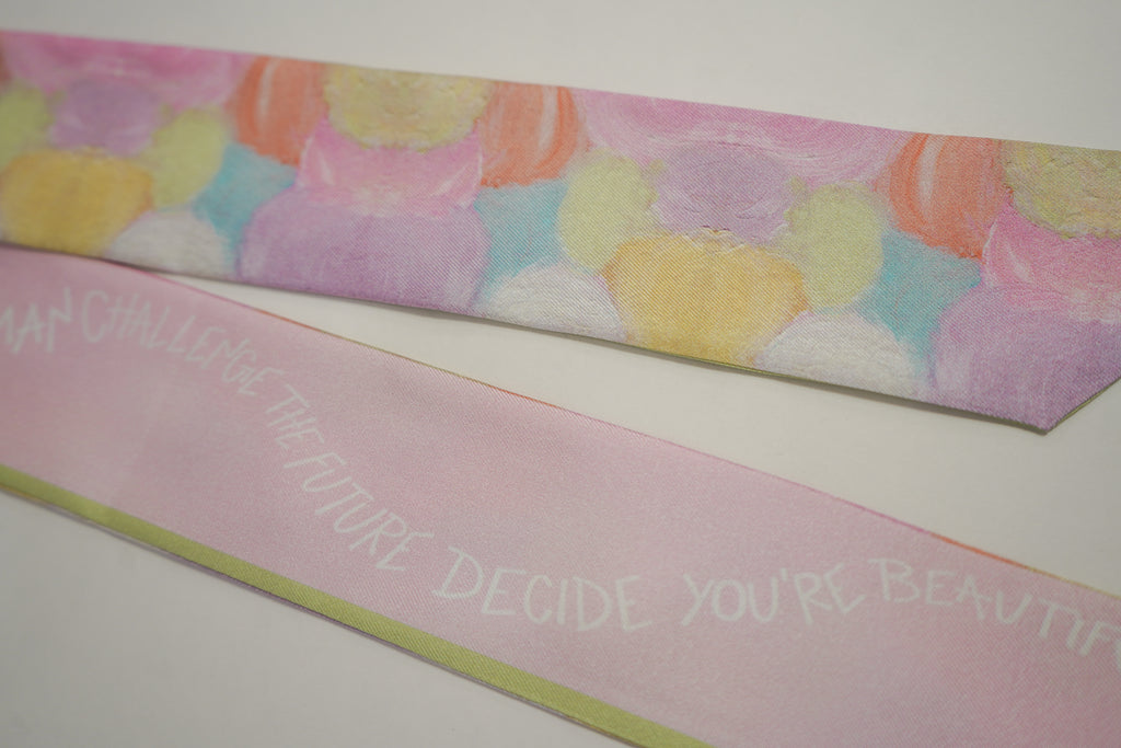 100% Silk Twilly Scarf- Daydream Dots