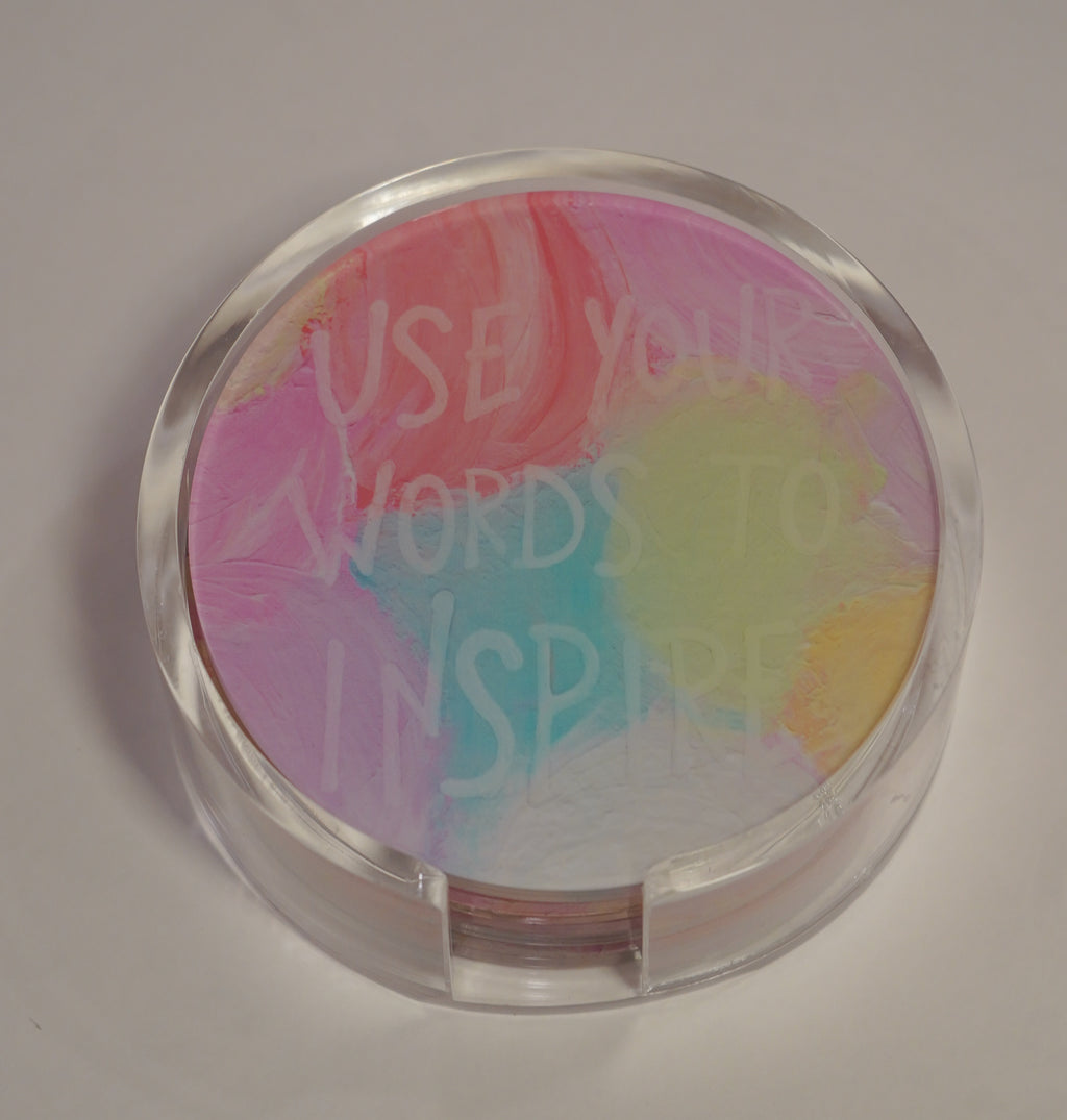 Use Your Words to Inspire Coaster- Daydreaming Dots Print