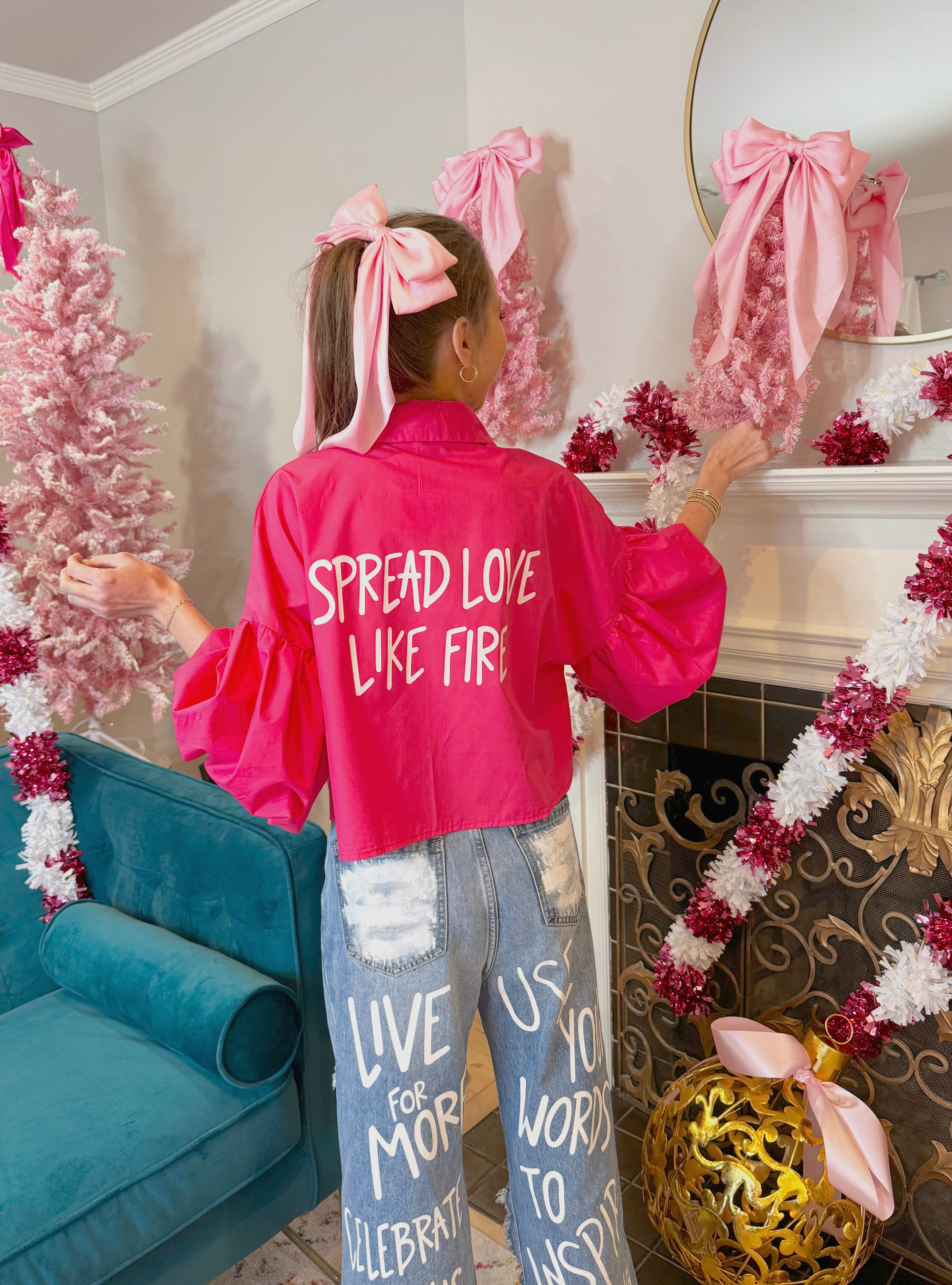 "Spread Love Like Fire" Bubble Sleeve Top