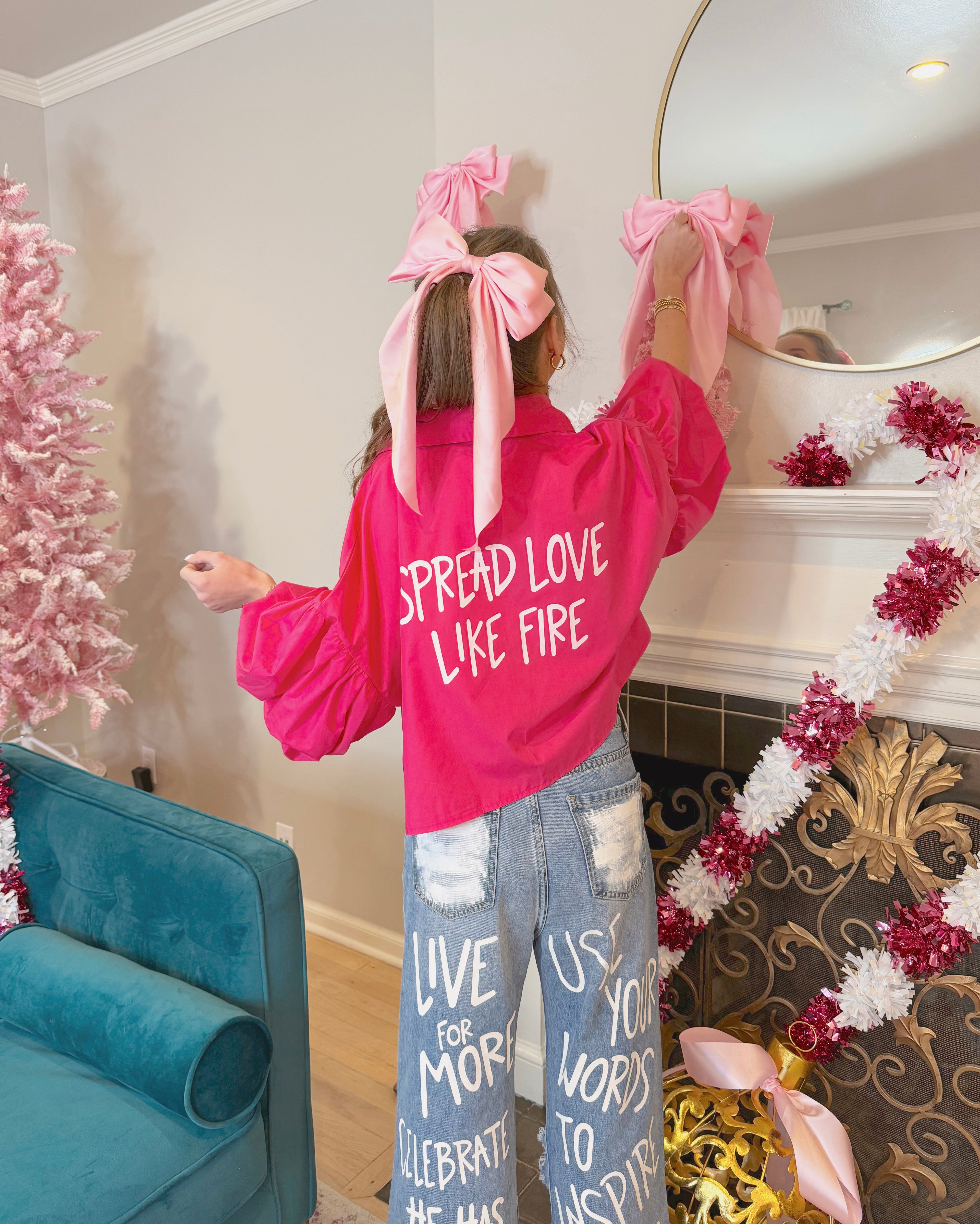 "Spread Love Like Fire" Bubble Sleeve Top