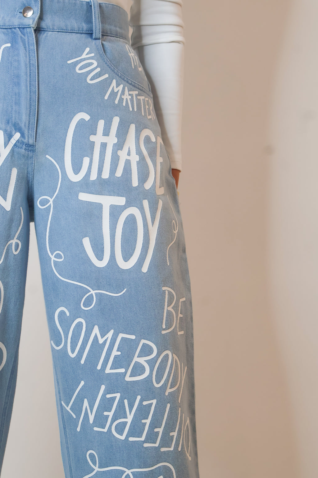 Original Positive Pants | High Rise Straight Leg Statement Jeans