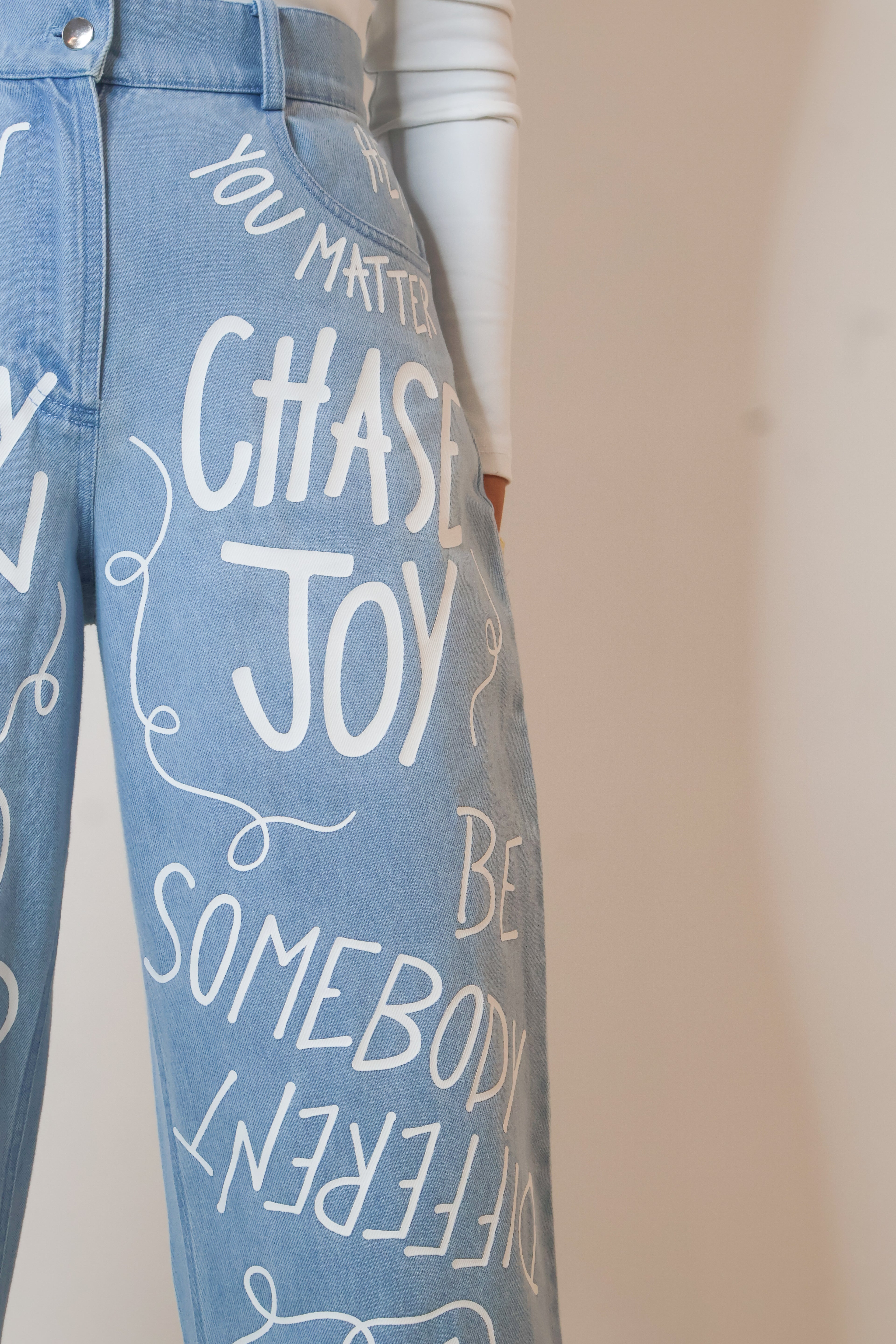 Original Positive Pants | High Rise Straight Leg Statement Jeans