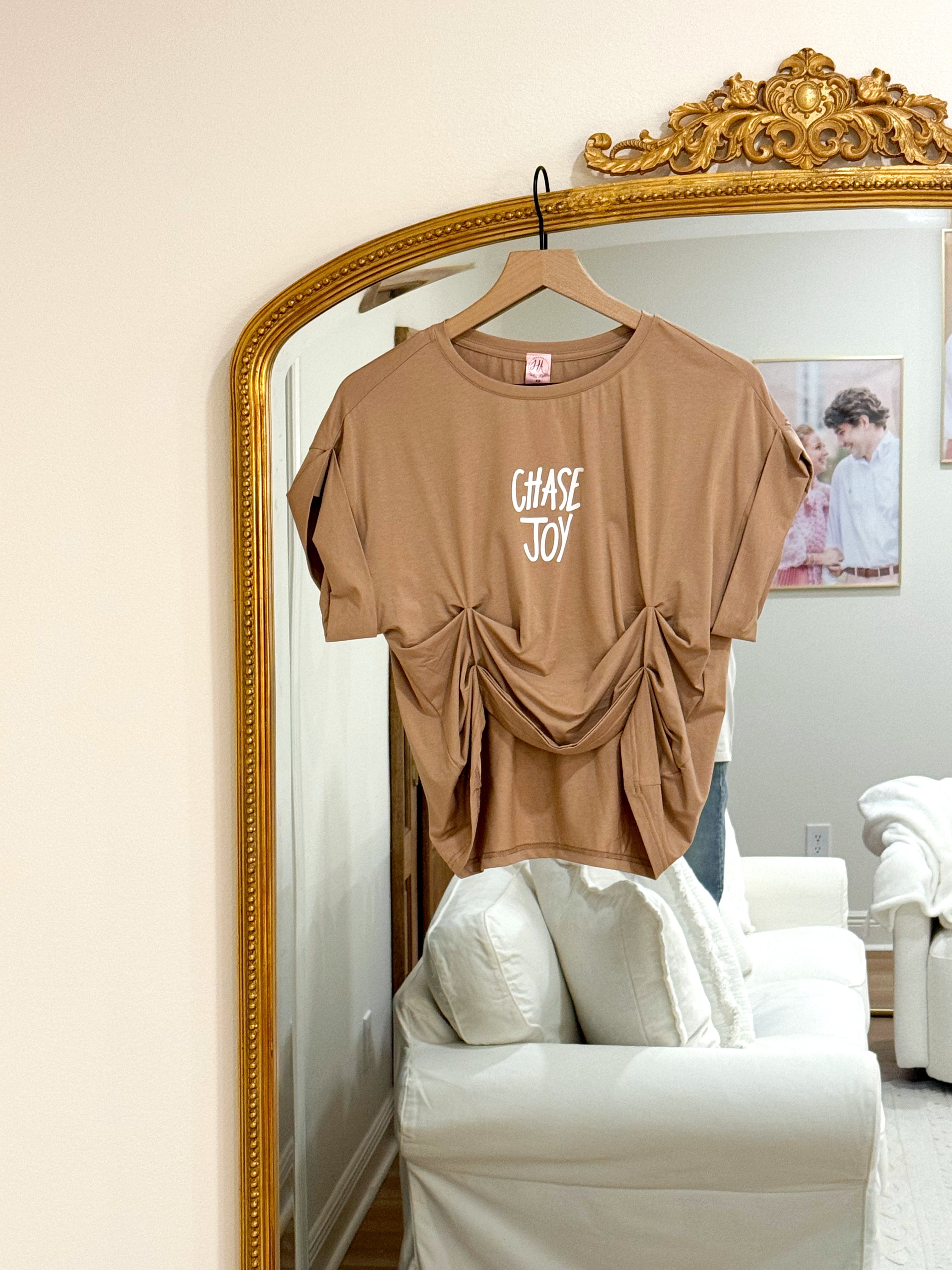 "Chase Joy" Ruched Top- Coffee