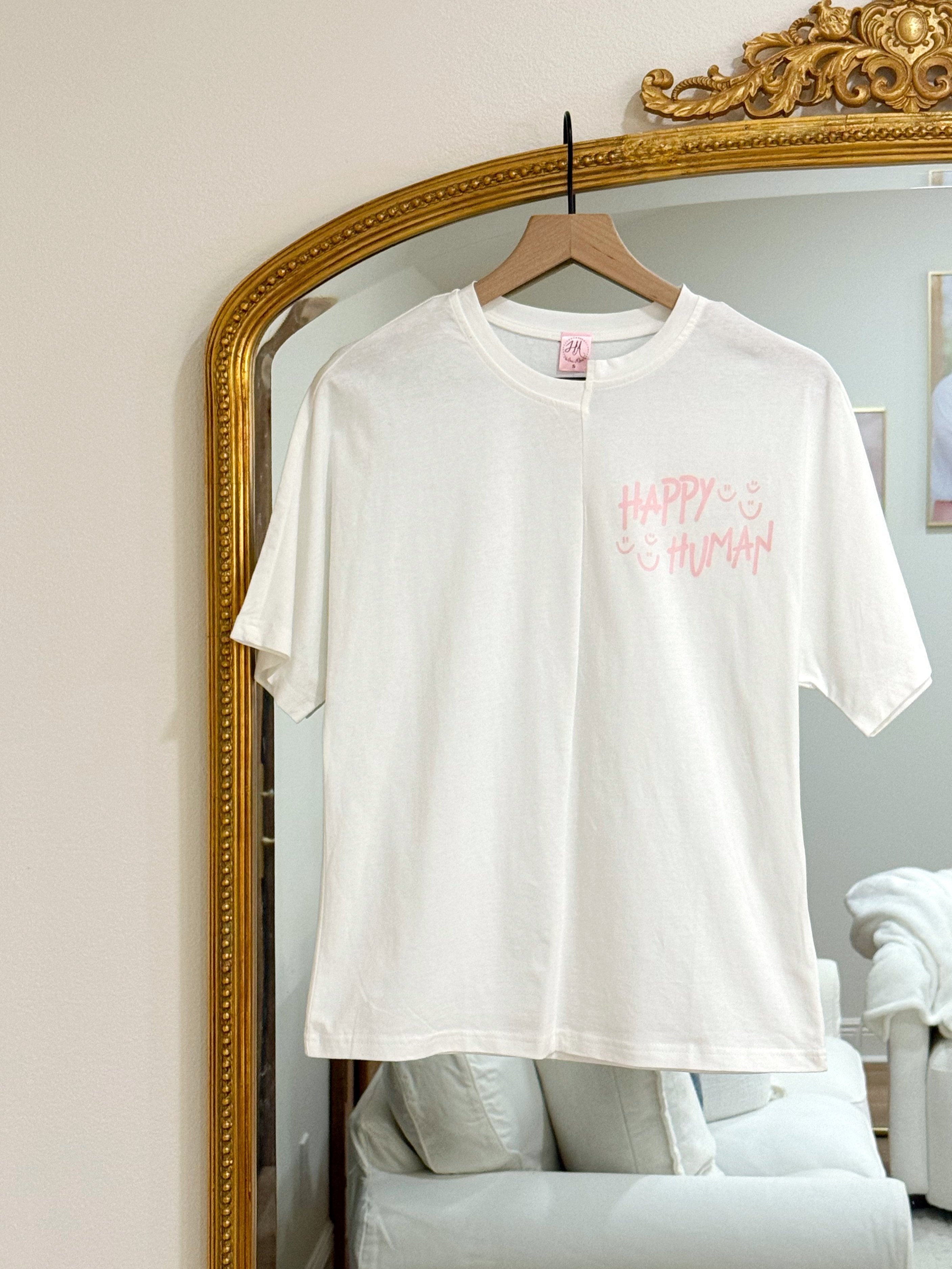 Happy Human Girlfriend Tee- Snow