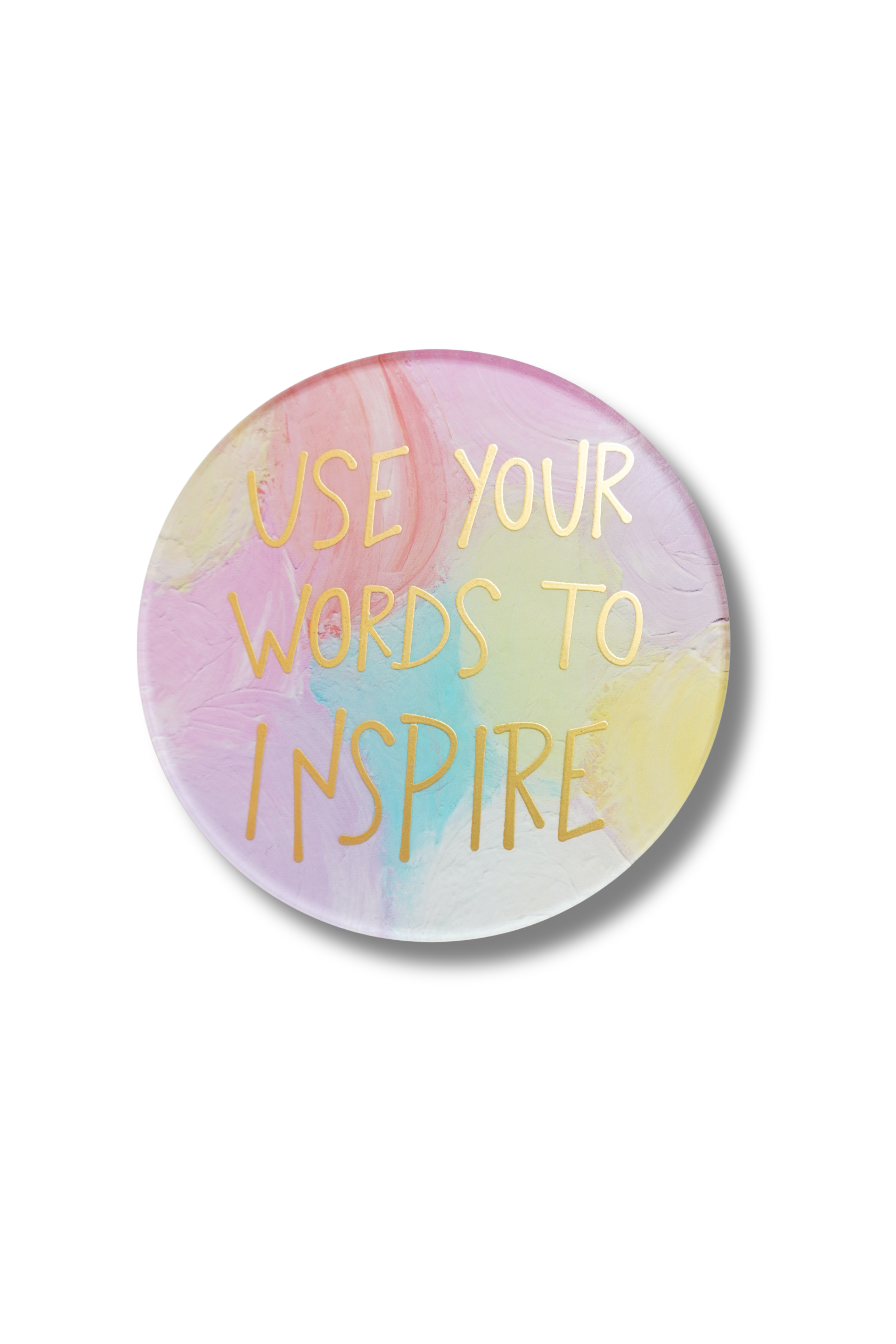 Gold WS Set of 4 Use Your Words to Inspire Coaster- Daydreaming Dots Print