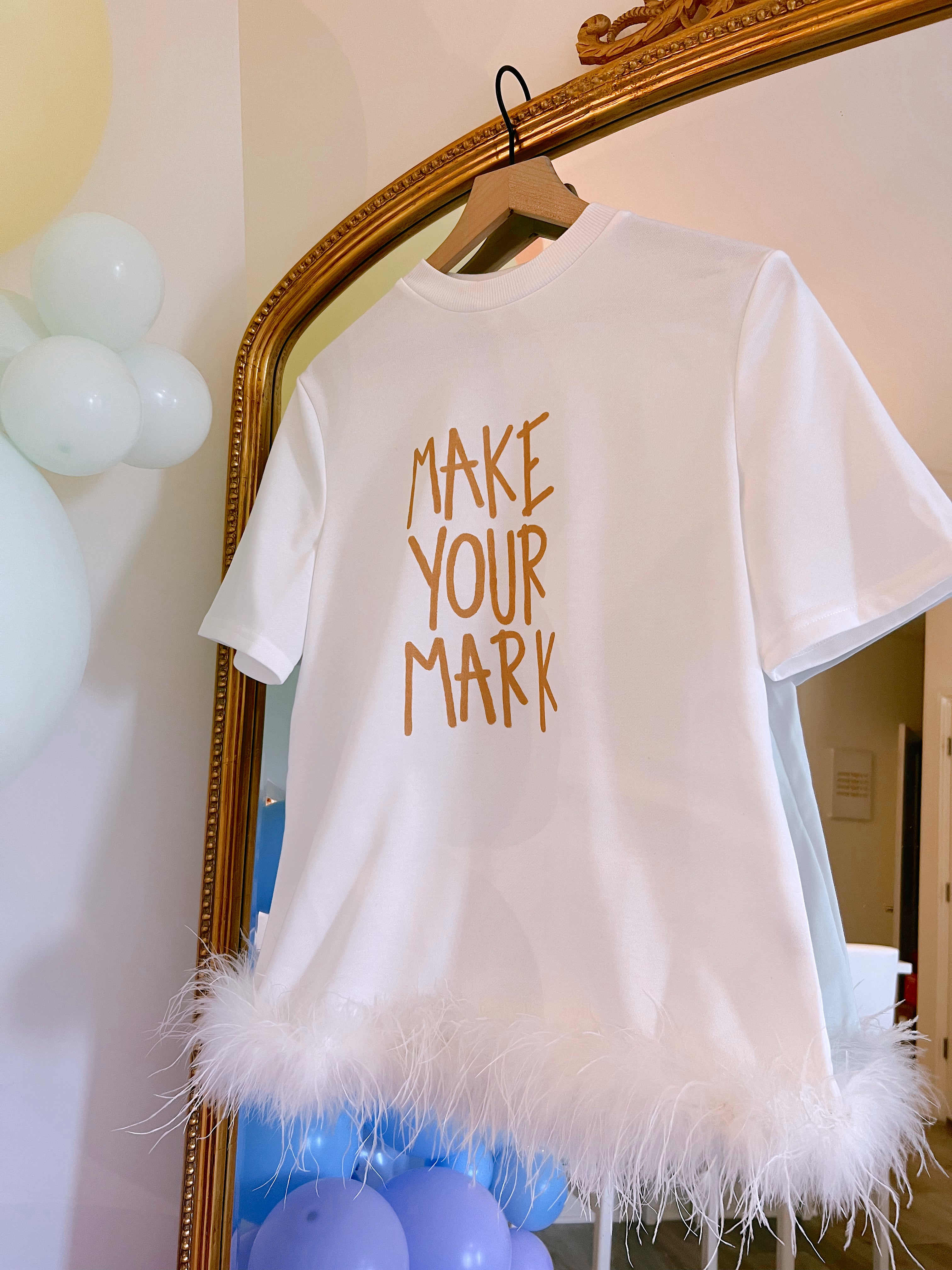 Make Your Mark White Feather Top