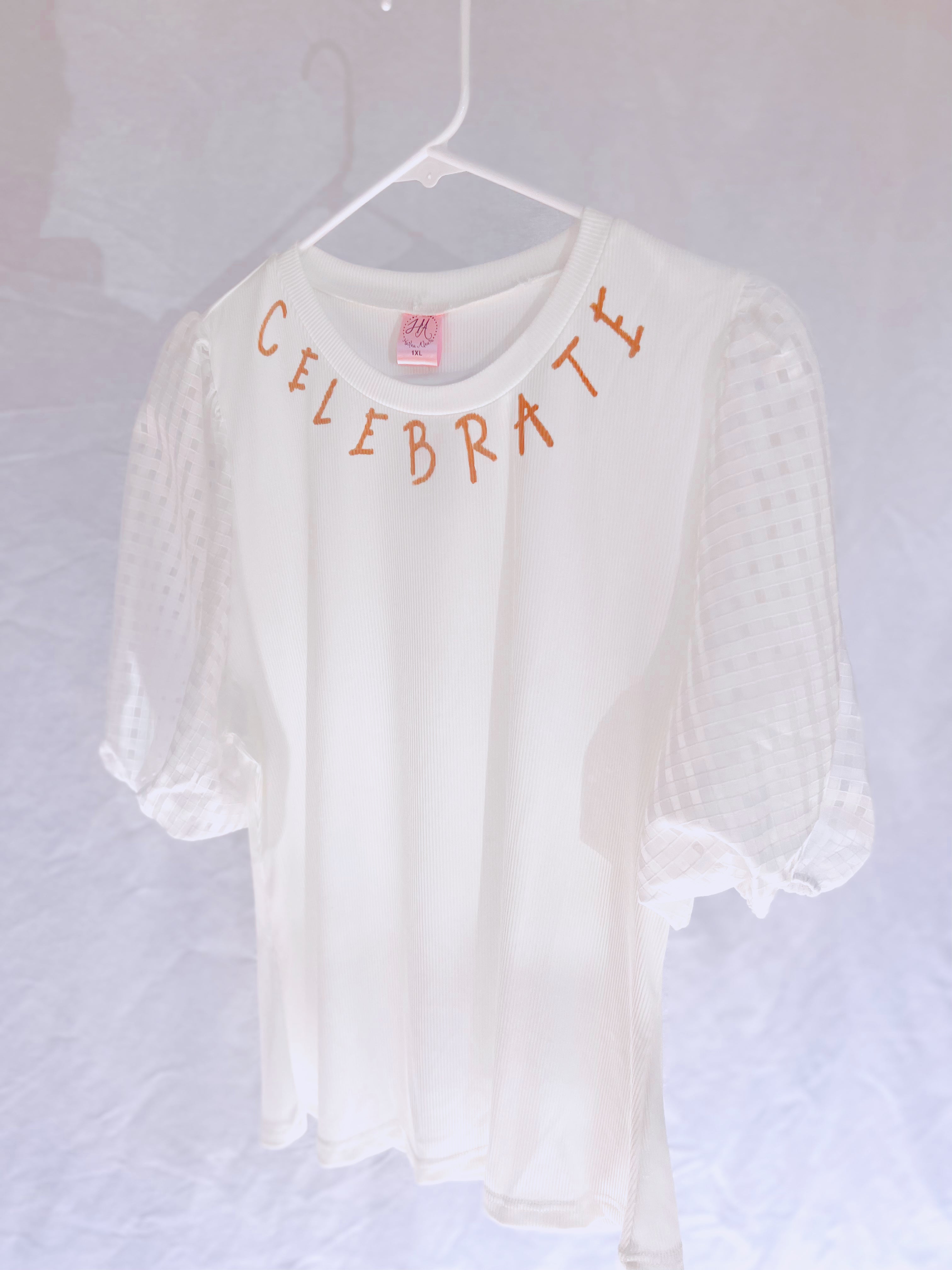 Celebrate Bubble Sleeve Top